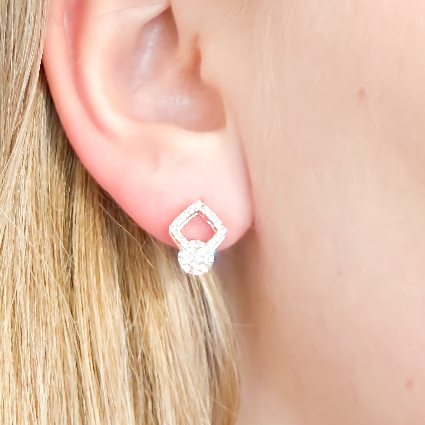 Cubic Zirconia Rose Gold Stud Earrings