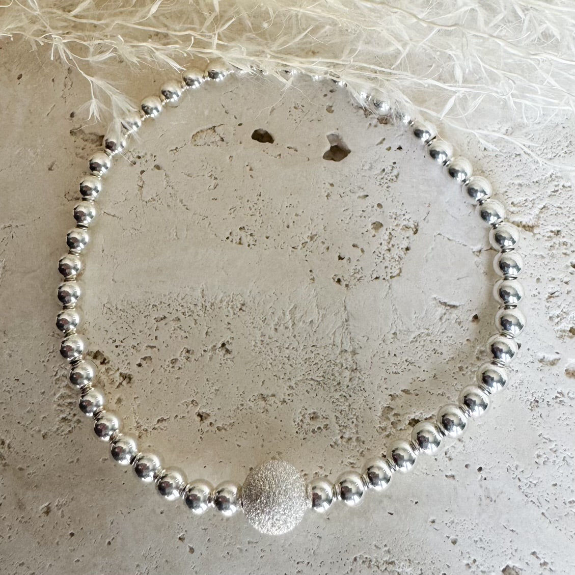 Sterling Silver Glitterball Beaded Bracelet
