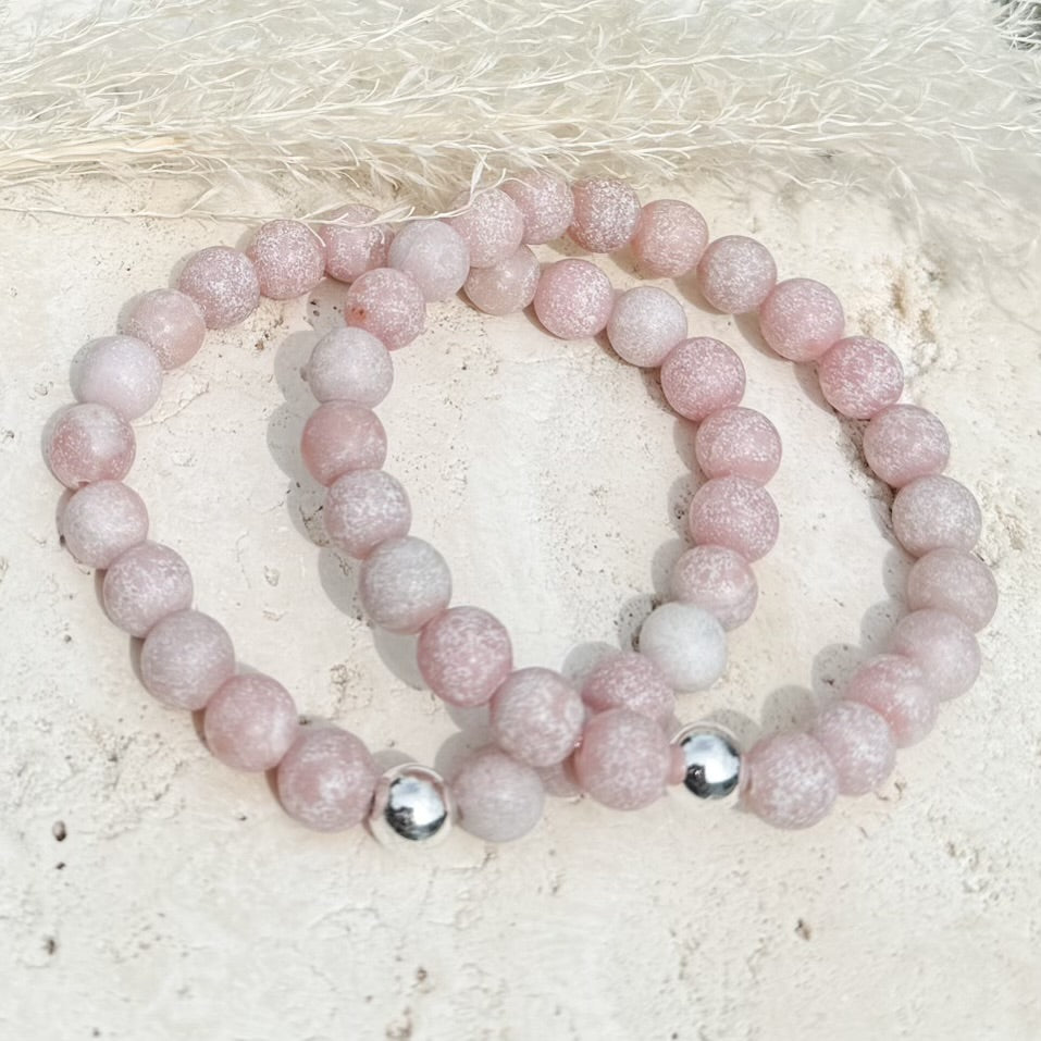 Frosted Pink Opal Gemstone Bracelet