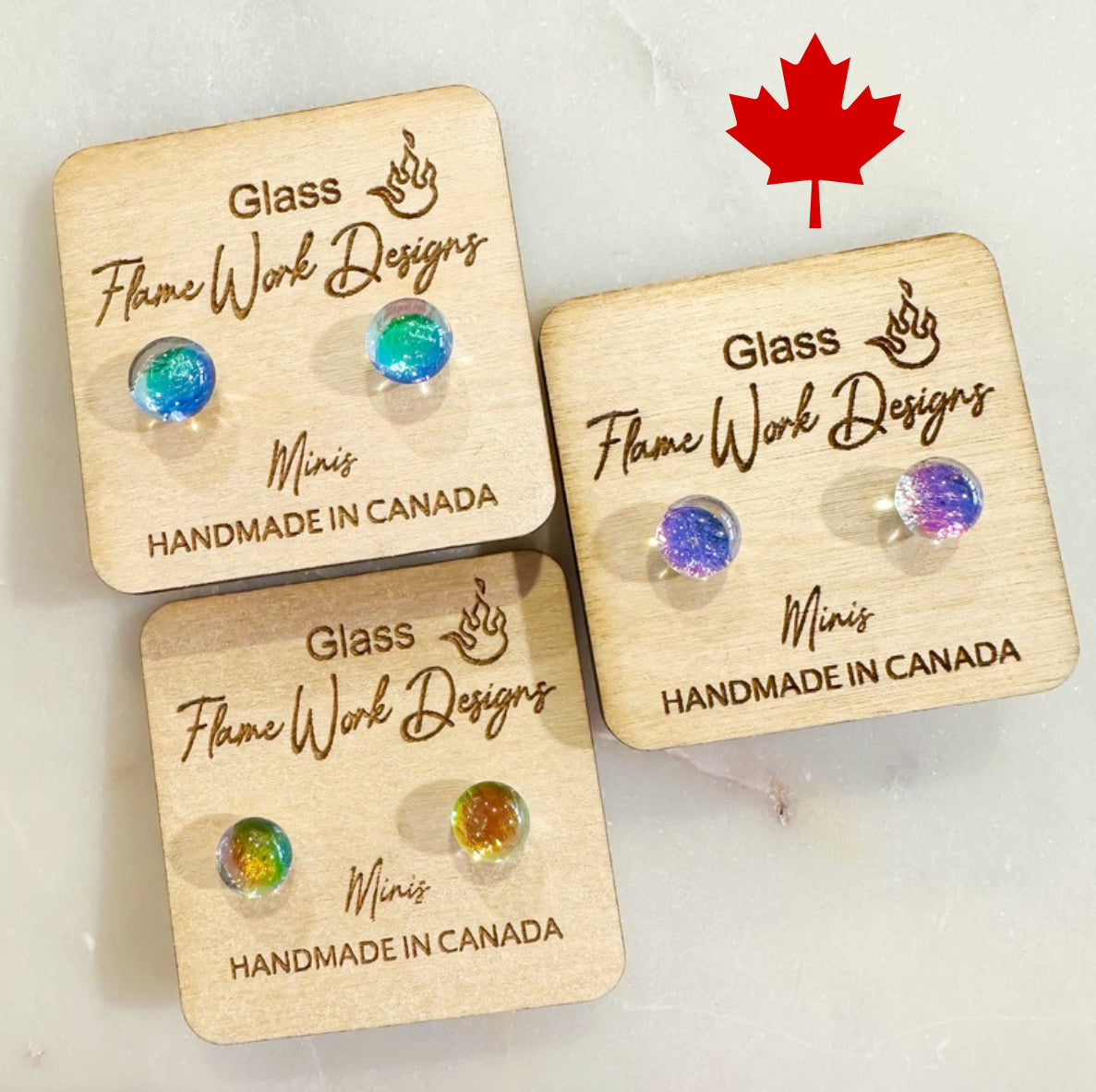 Mini Dichroic Glass Stud Earrings