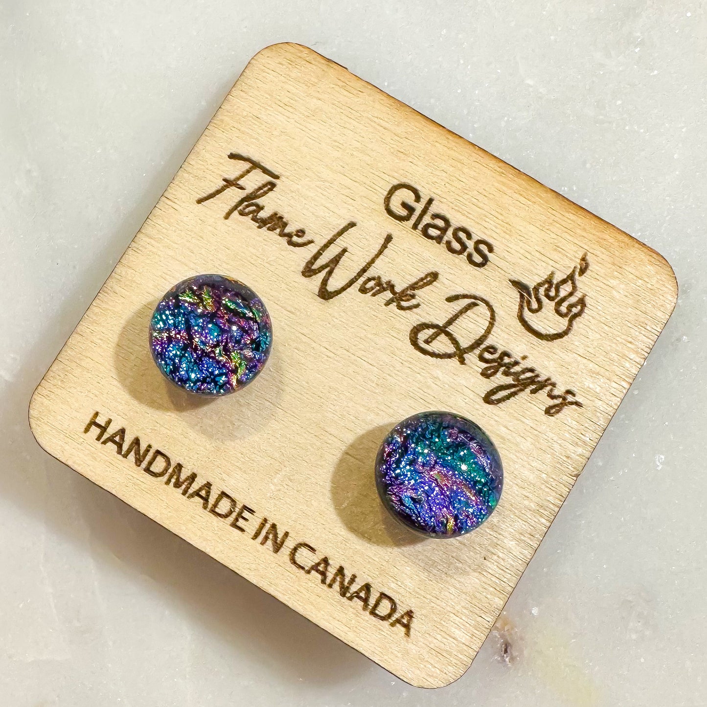 Dichroic Glass Stud Earrings