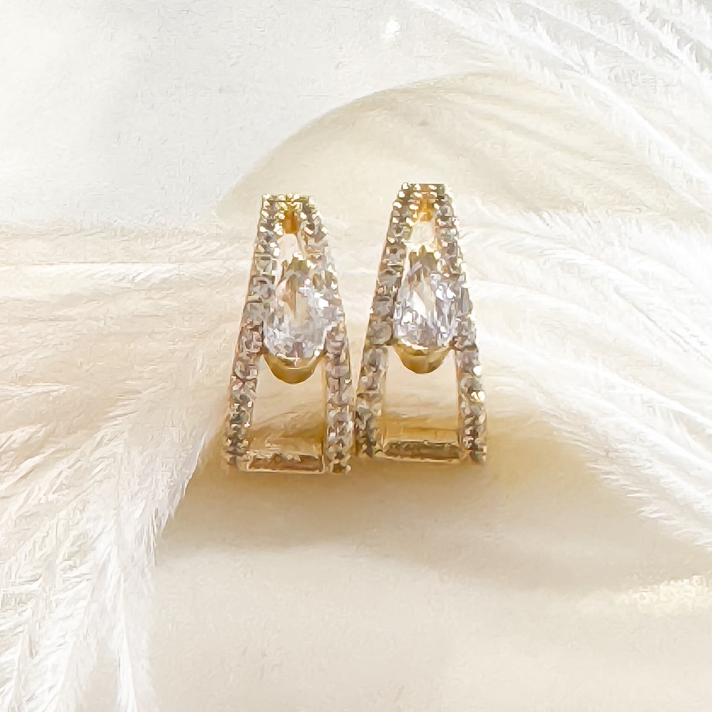 Cubic Zirconia Gold Hoop Earrings