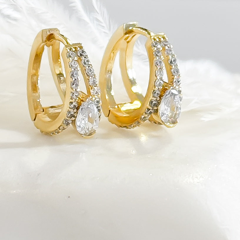 Cubic Zirconia Gold Hoop Earrings