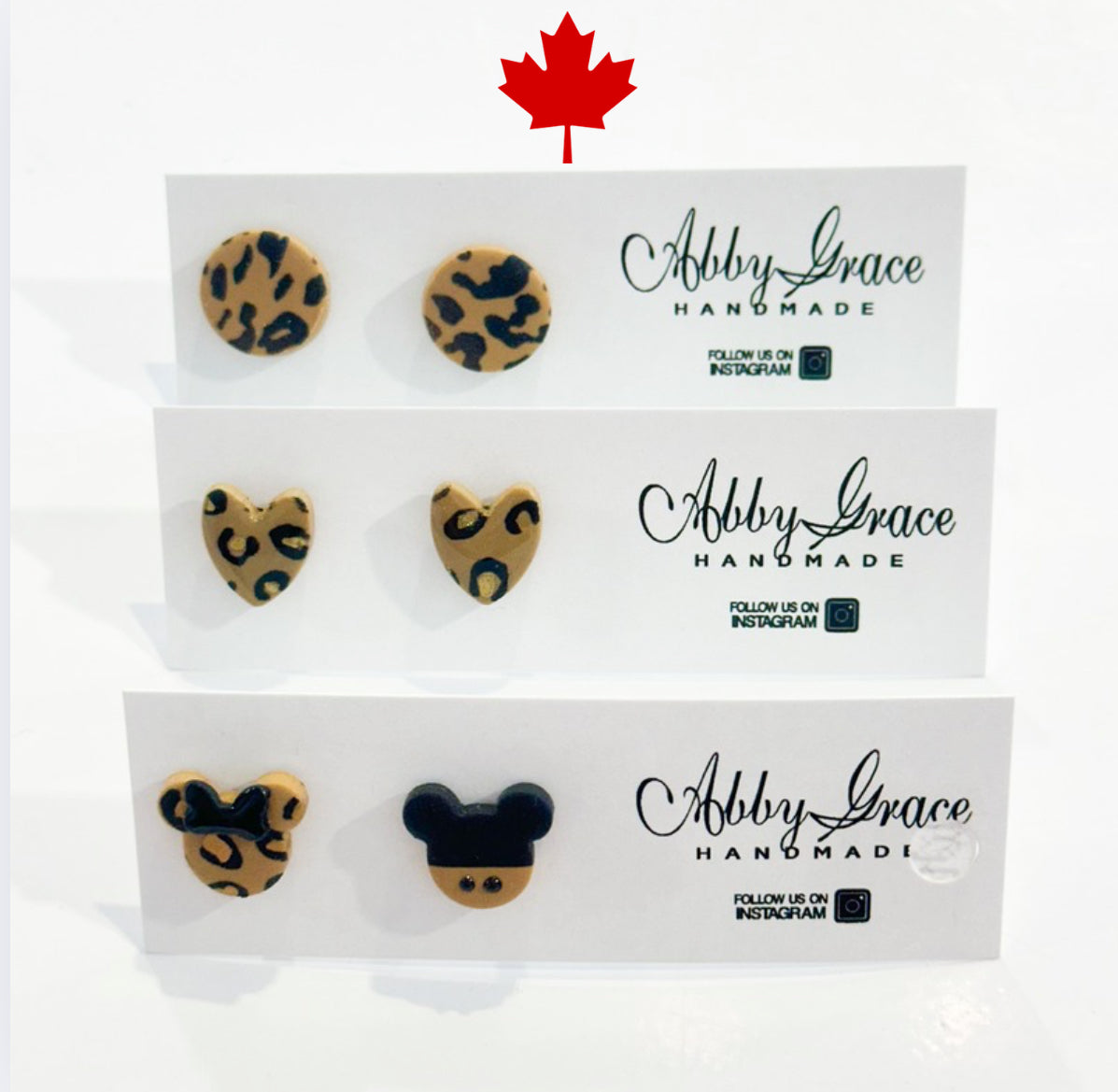 Leopard Clay Studs