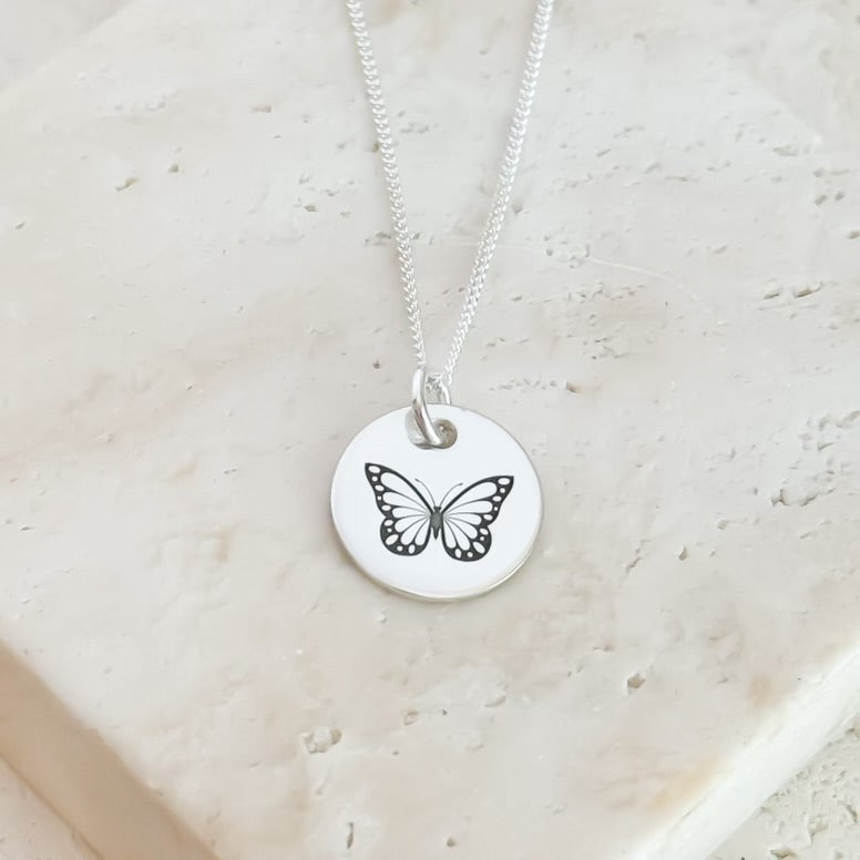 Butterfly Engraved Necklace