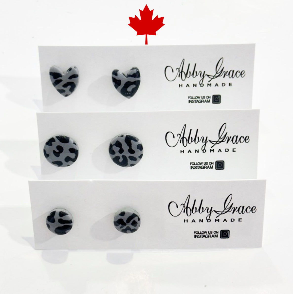 Black Leopard Clay Studs