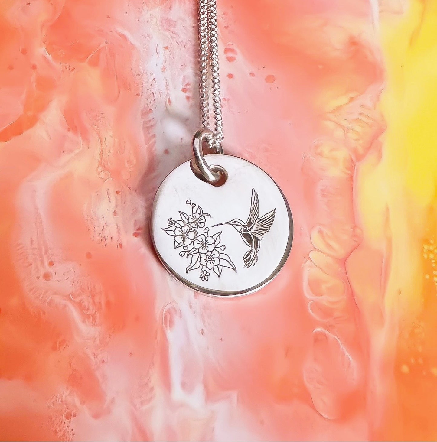Hummingbird Disc Necklace