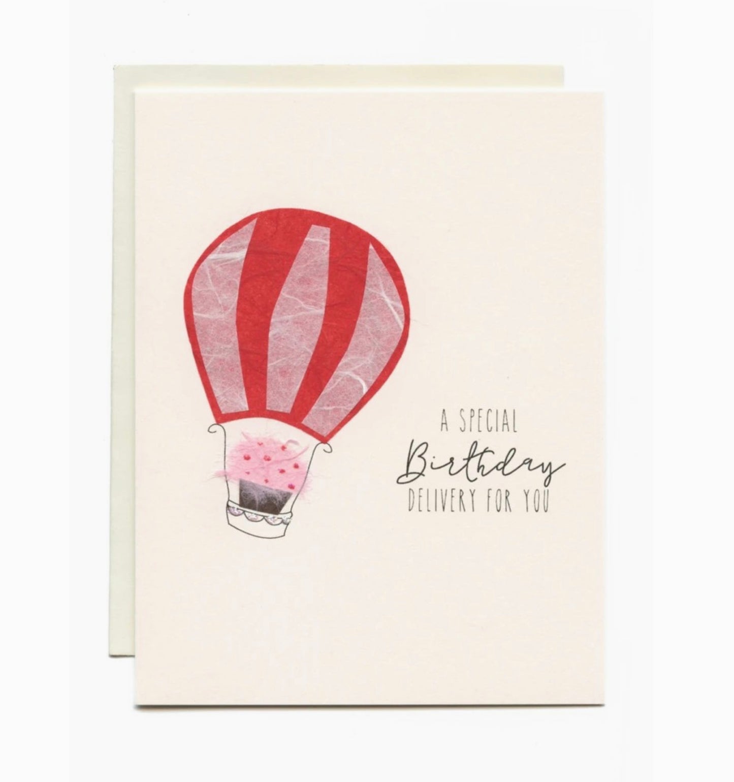 "A Special Birthday Delivery For You" Cupcake in Balloon Handmade Card