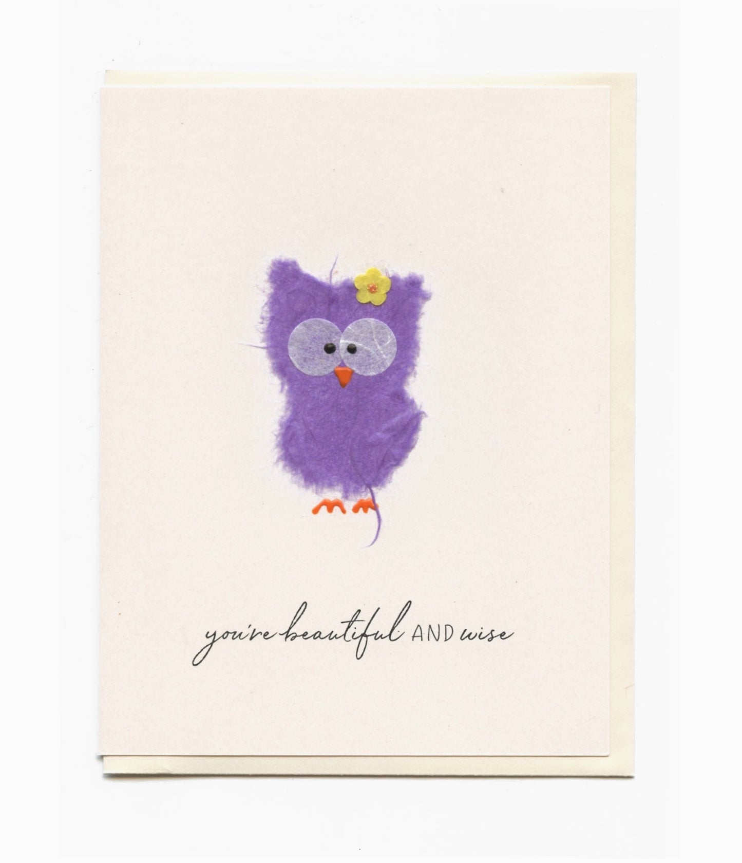 "Beautiful and Wise" Owl with Flower Handmade Card