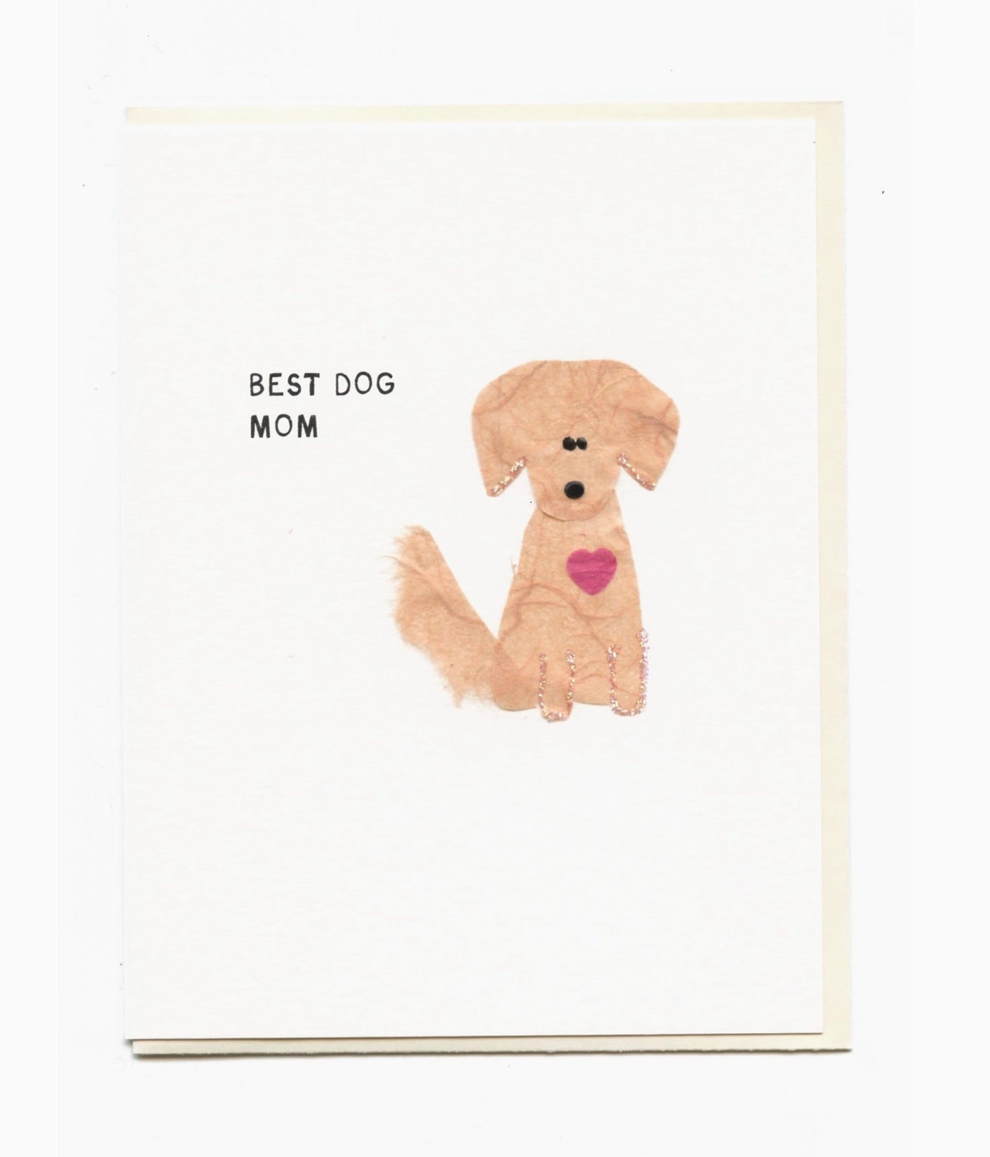 "Best Dog Mom" Tan Dog Handmade Card