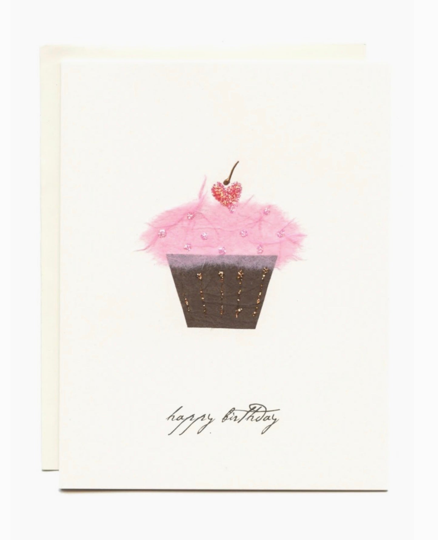 "Happy Birthday" Cupcake w/ Cherry Handmade Card