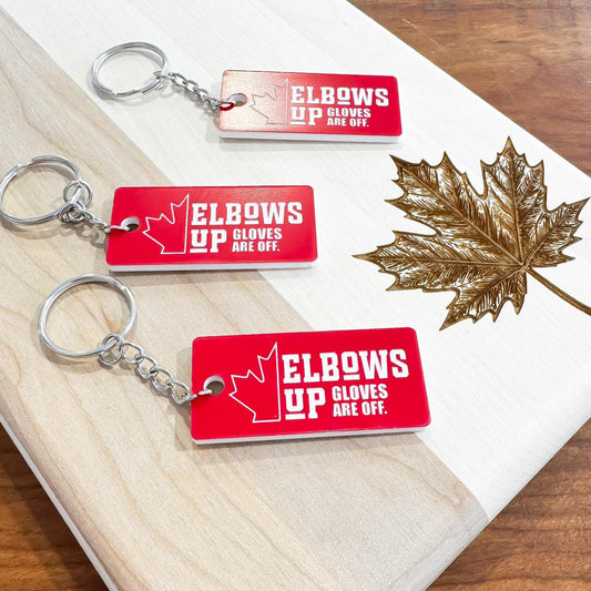 “Elbows Up, Gloves are Off” Acrylic Keychain – Canada Proud