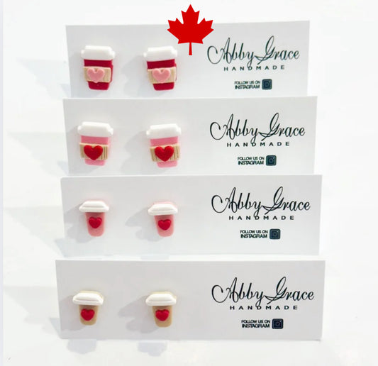 Coffee Cup Clay Stud Earrings