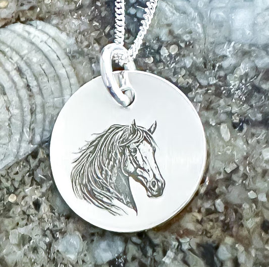 Horse Head Disc Necklace
