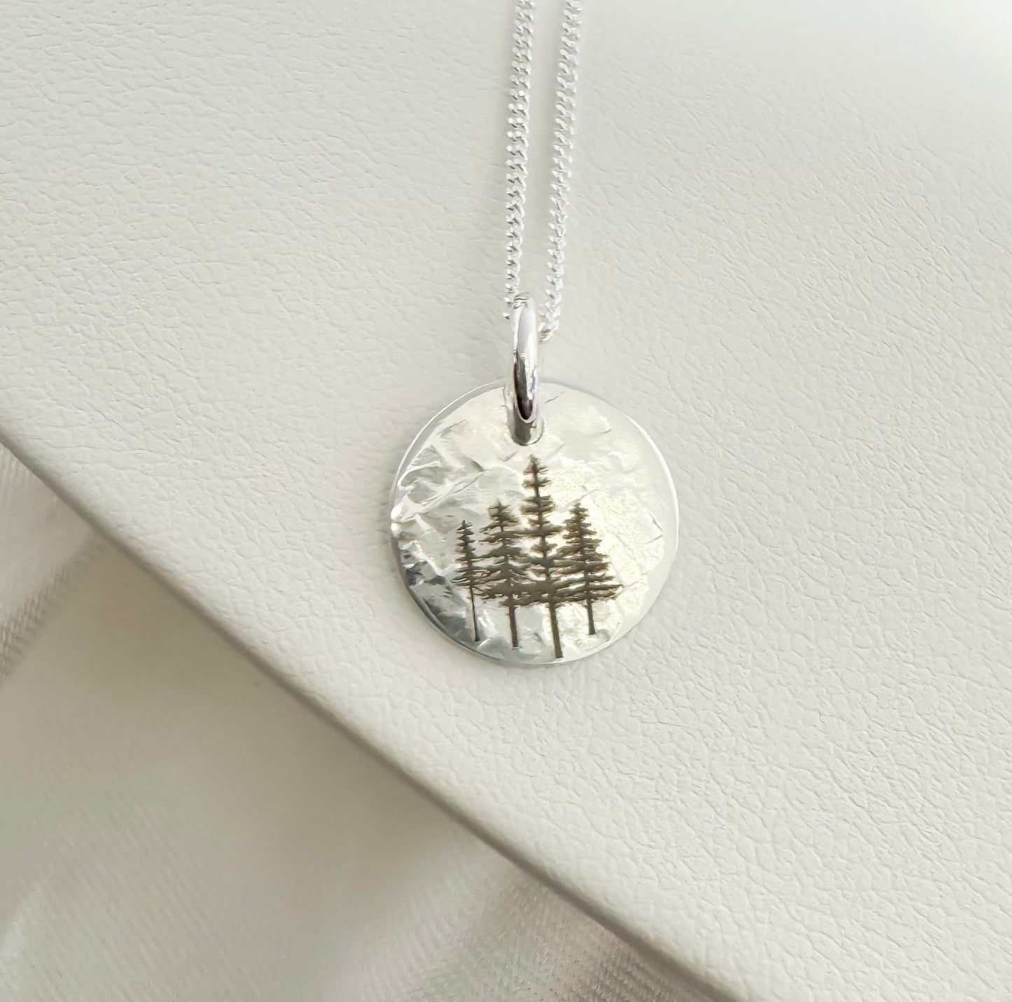 Hand Hammered Pine Tree Necklace