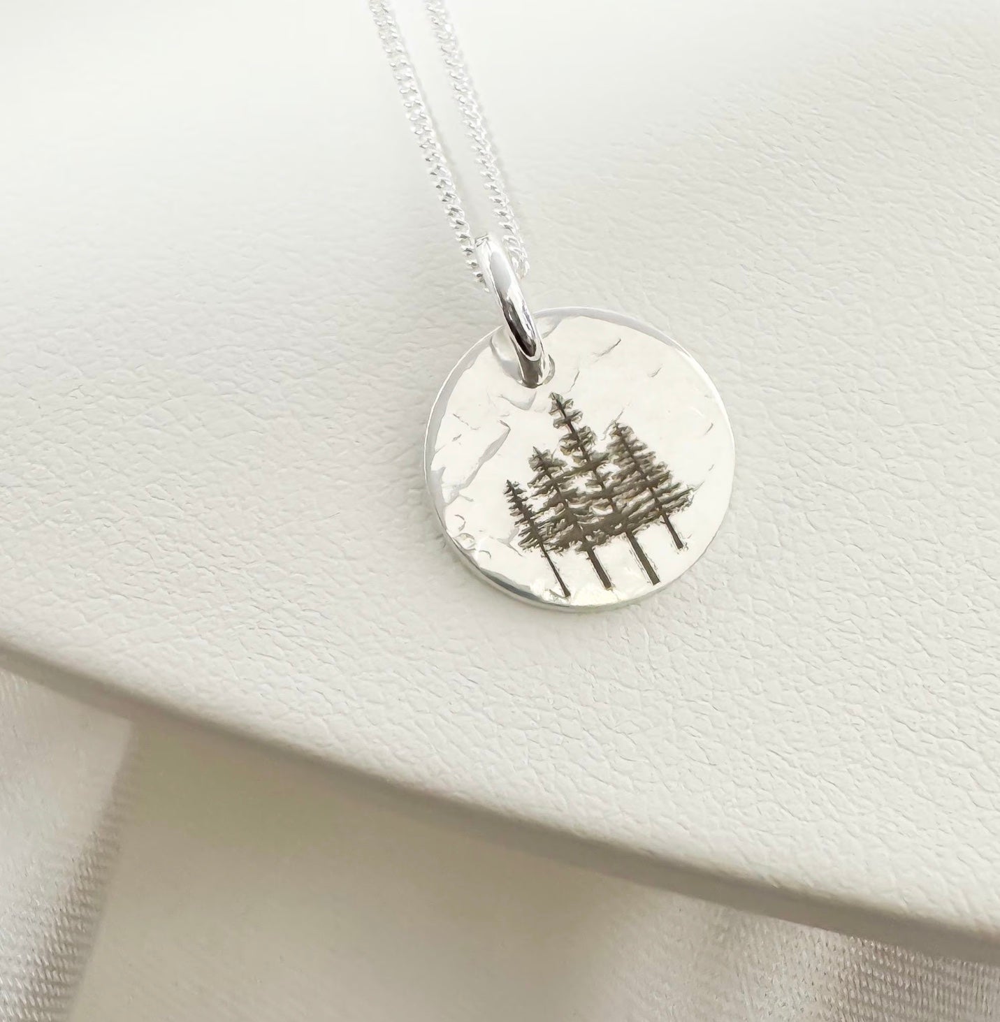 Hand Hammered Pine Tree Necklace