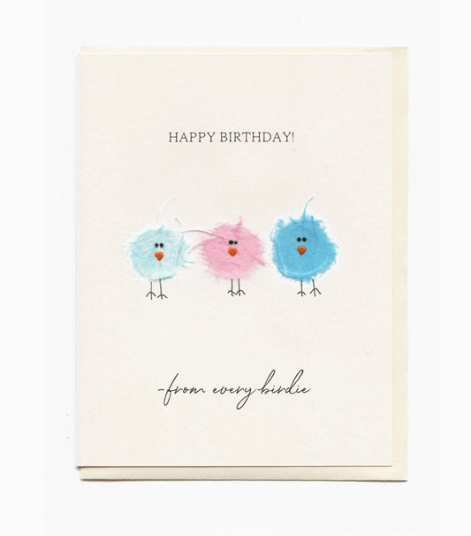 "Happy Birthday from Every Birdie" Three Birds Handmade Card